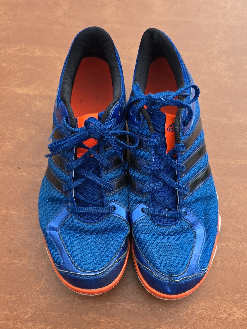 adidas Men's Blue Athletic Shoes with Orange Accents